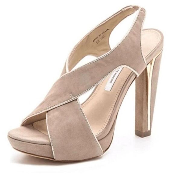 DIANE VON FURSTENBERG Julia Suede Platform Heels Size 7.5 - Picture 1 of 8